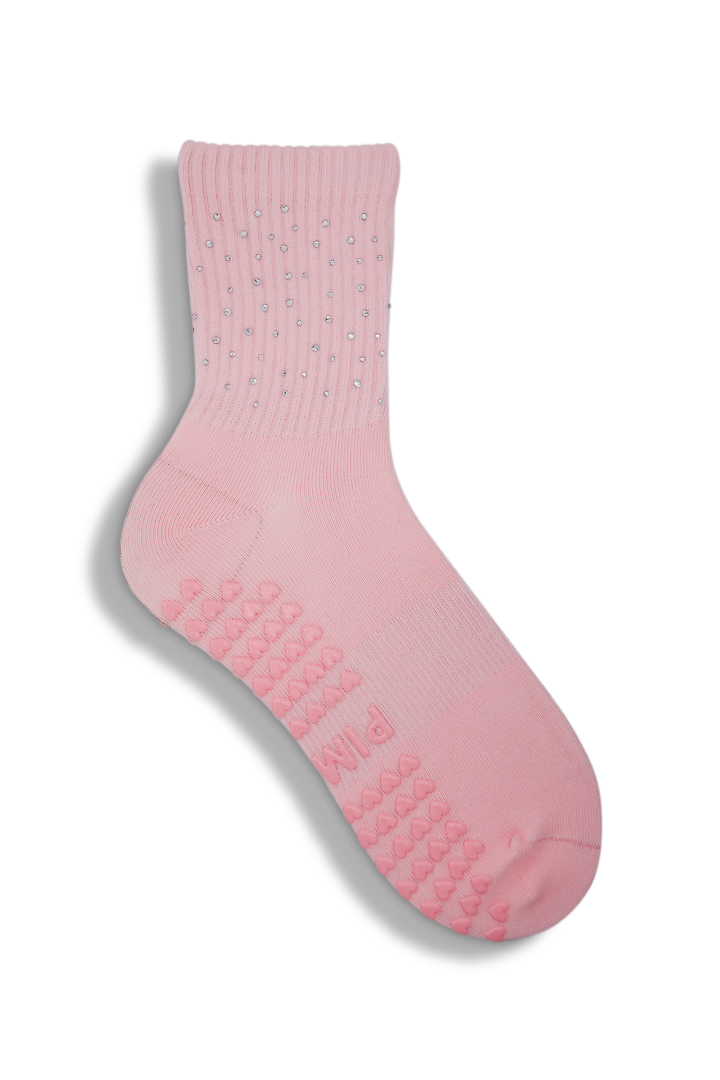 Strass Grip Sock - Rosa