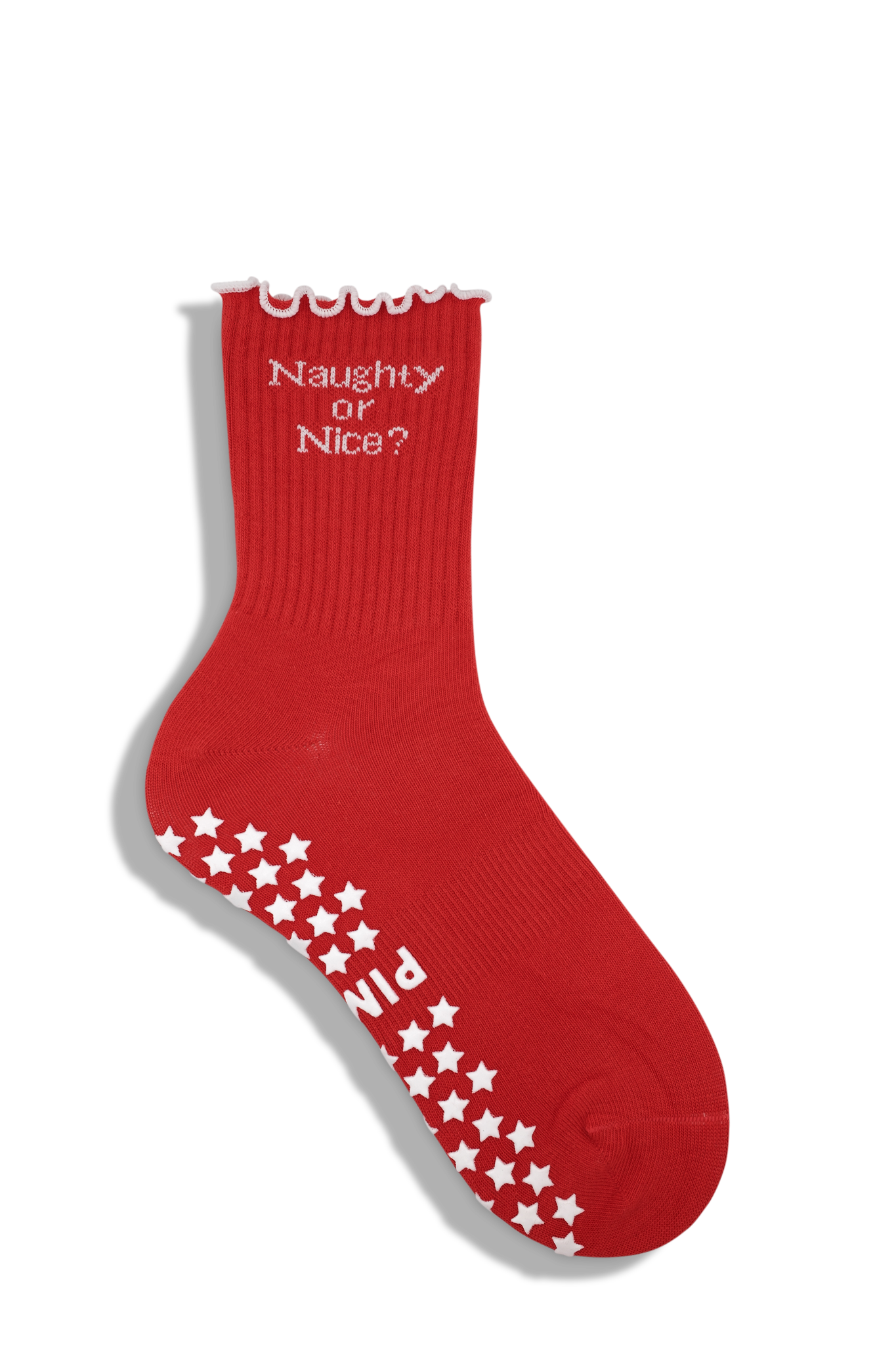 Ruffle Grip Sock - Naughty or Nice