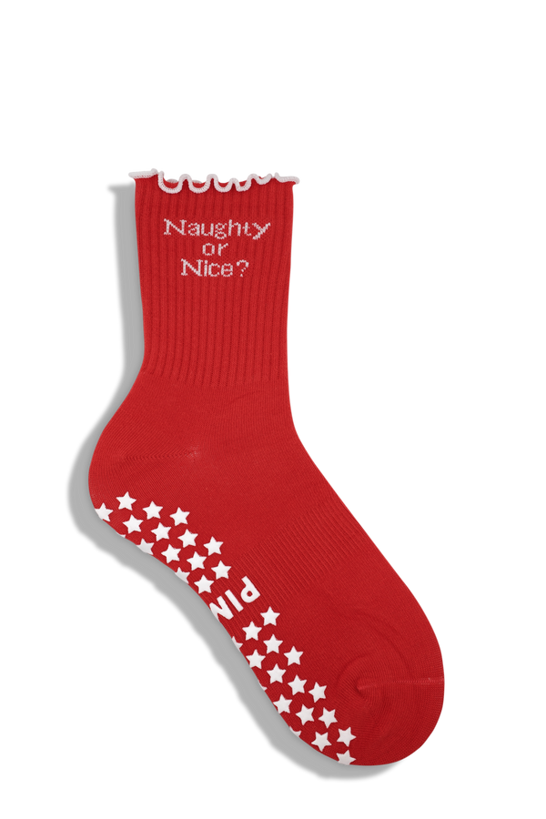 Ruffle Grip Sock - Naughty or Nice