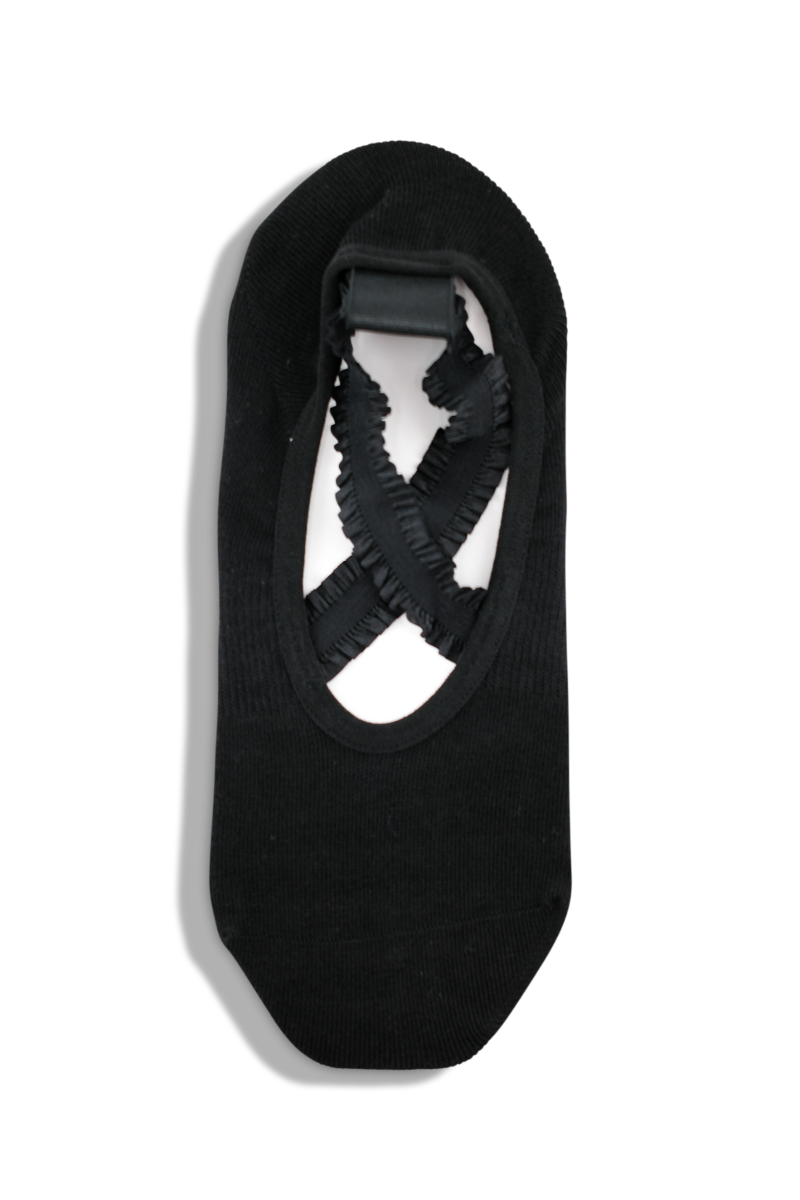 Grip Sock Ruffle Strap Black 
