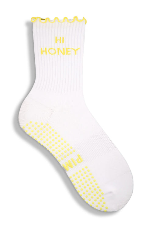 Ruffle Grip Sock - Hi Honey White