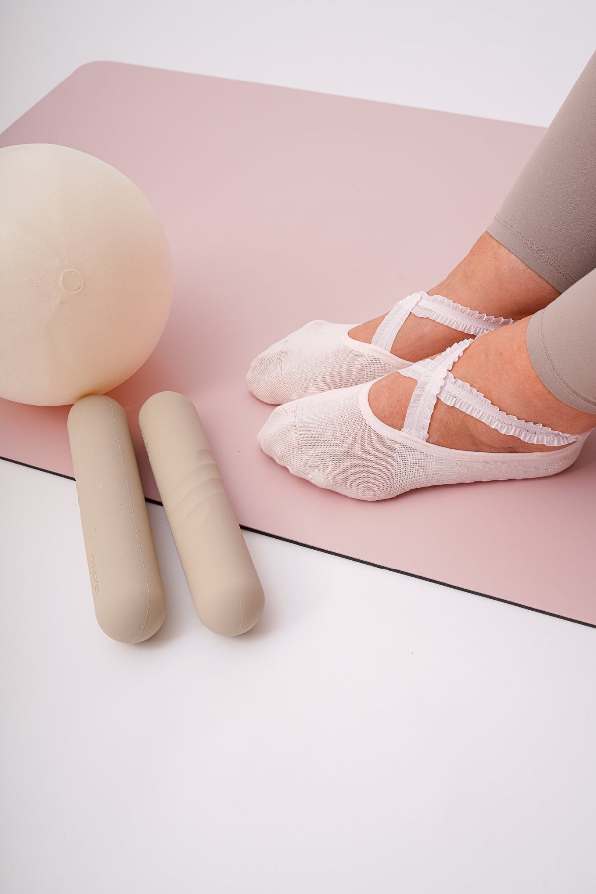 Pilates Ruffle Strap Grip Sock Rosa 