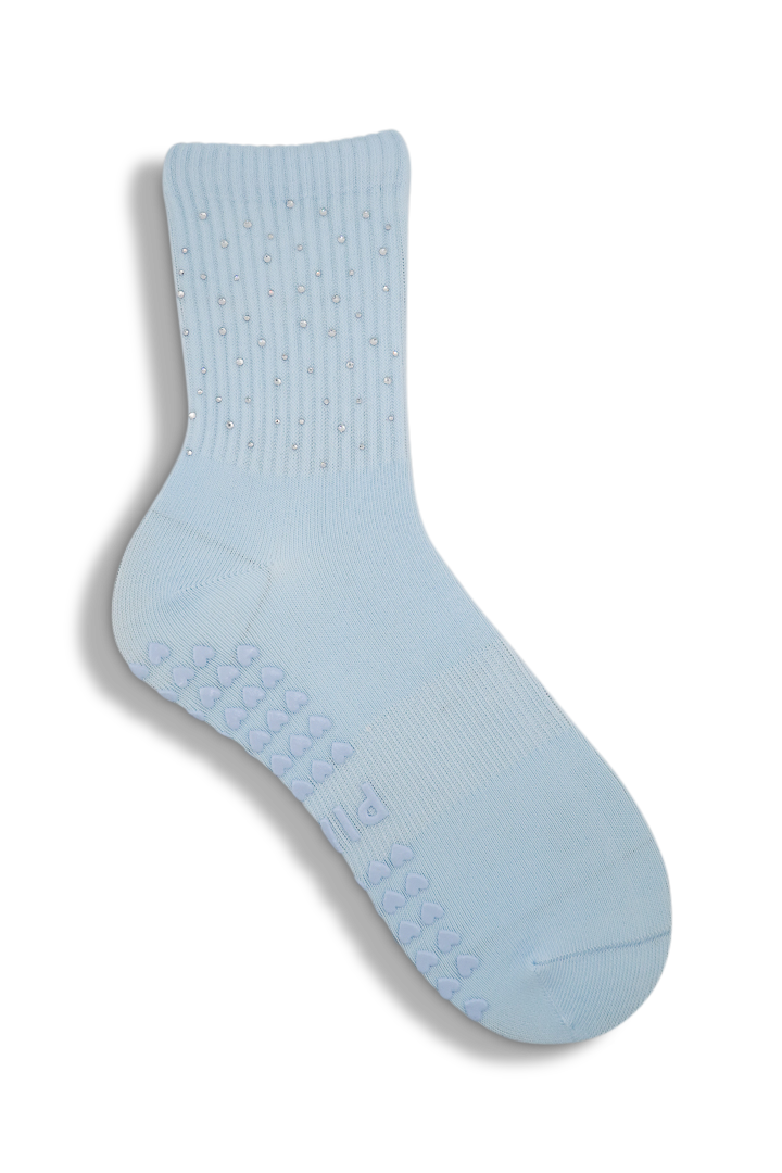 Strass Pilates Socken - Baby Blue