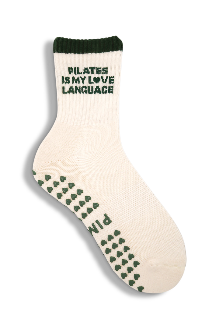 Pilates Socken - Love Language Green