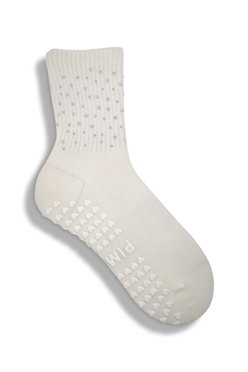 Strass Pilates Socken - Cream