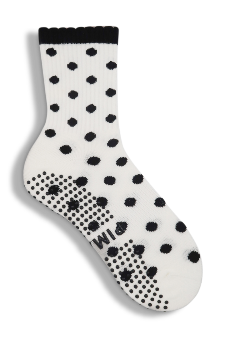 Grip Sock - Polka Dot White